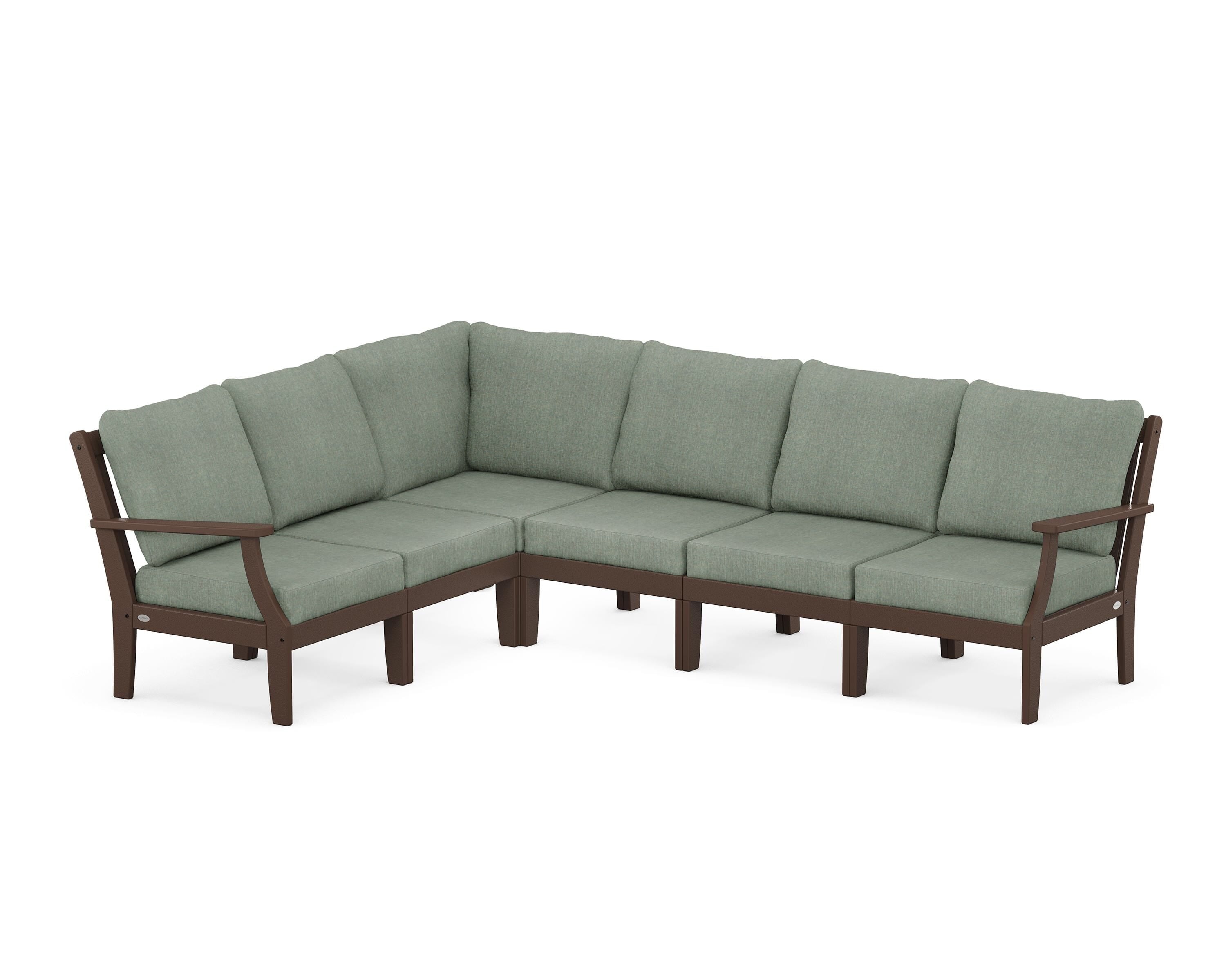 POLYWOOD® Braxton Modular 6-Piece Deep Seating Set in Mahogany / Cast Sage