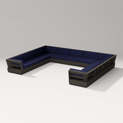 PW Designer Series Elevate Large U-Shaped Sectional in Vintage Coffee / Navy