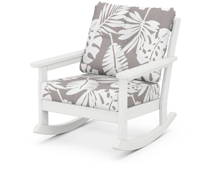 POLYWOOD® Vineyard Deep Seating Rocking Chair in White / Leaf Grey Mist