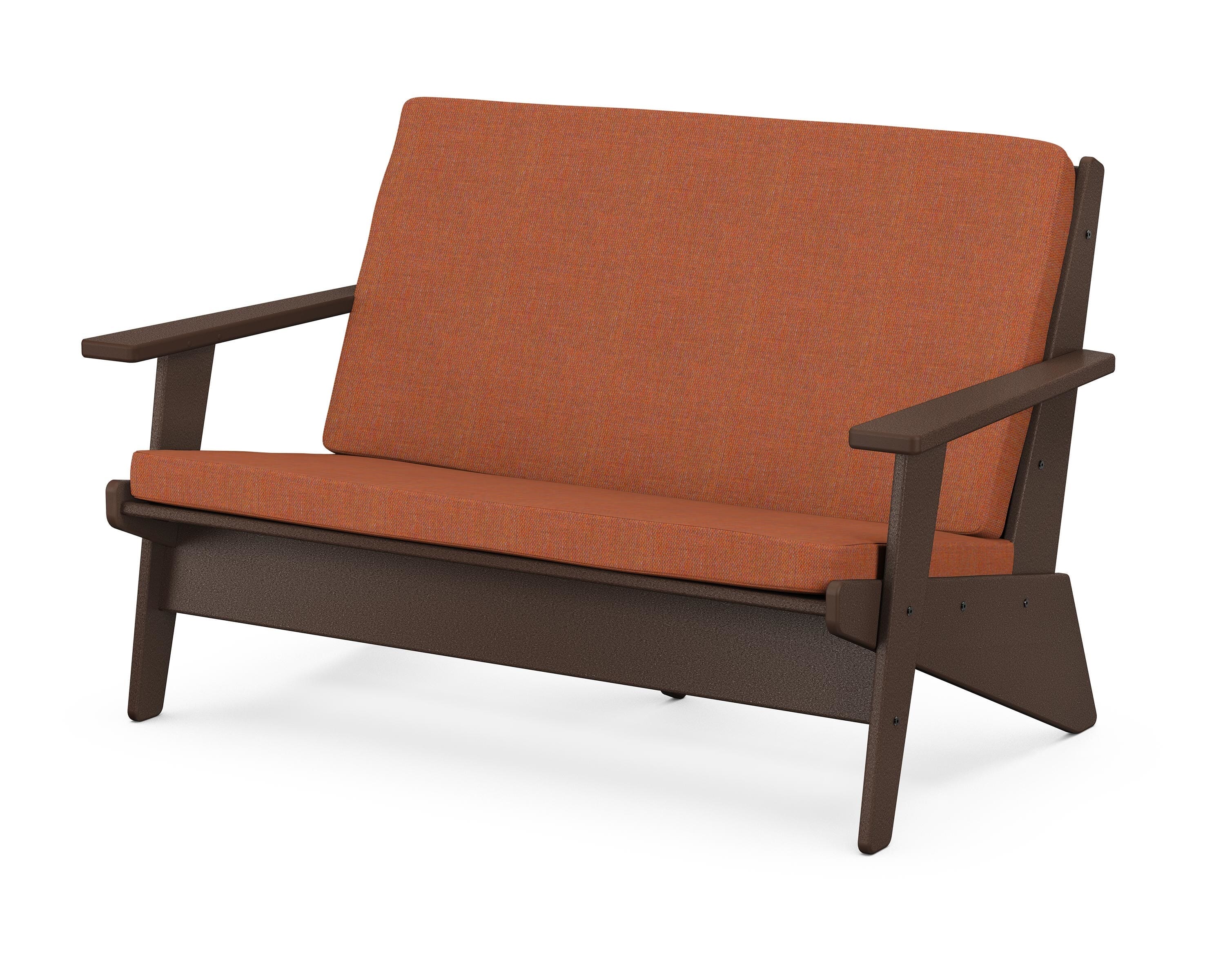 POLYWOOD® Riviera Modern Lounge Loveseat in Mahogany / Play Adobe