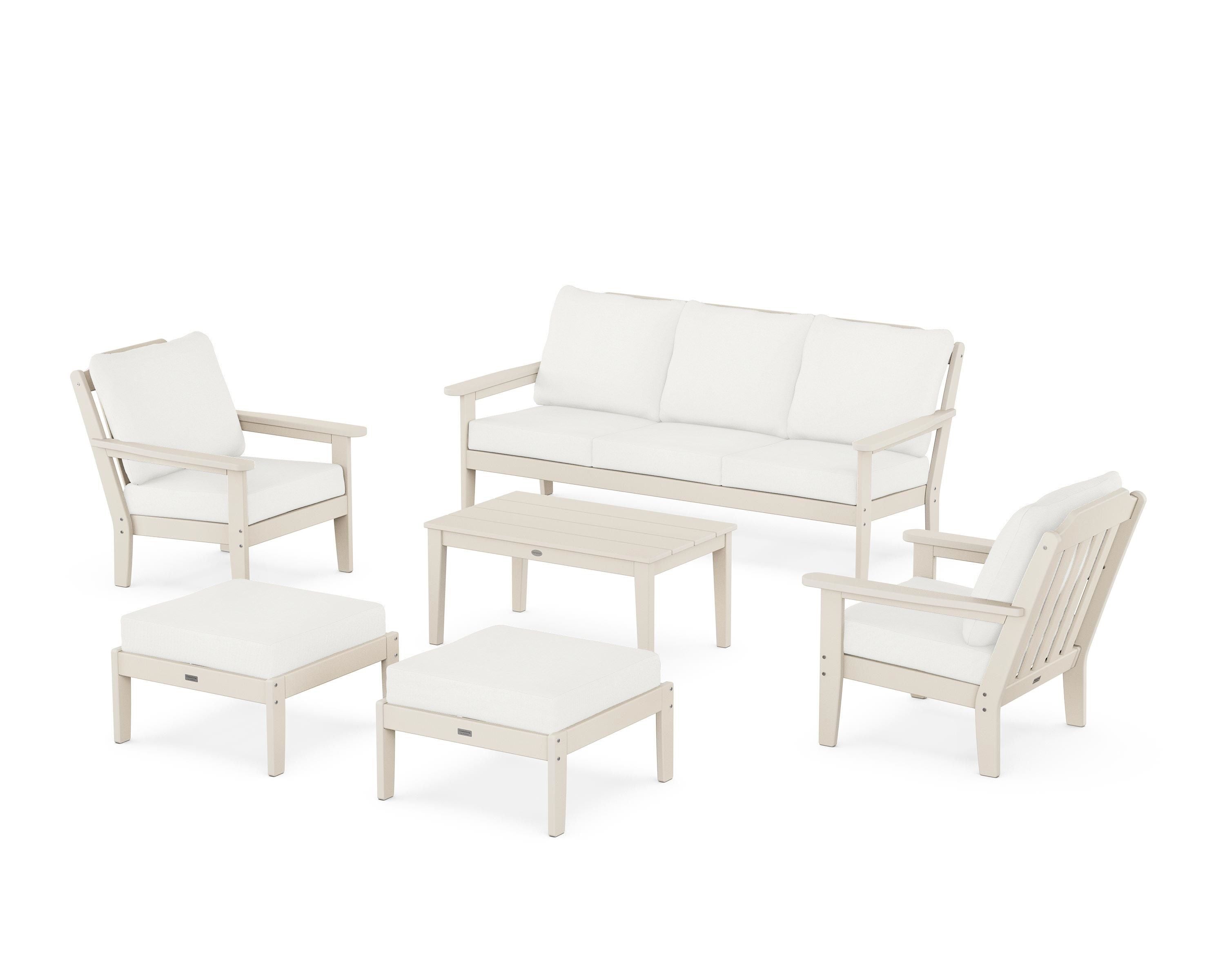 Country Living Cottage 6-Piece Lounge Sofa Set in Sand / Natural Linen