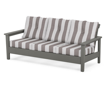 POLYWOOD® Prescott Deep Seating Sofa in Slate Grey / Cabana Stripe Grey Mist