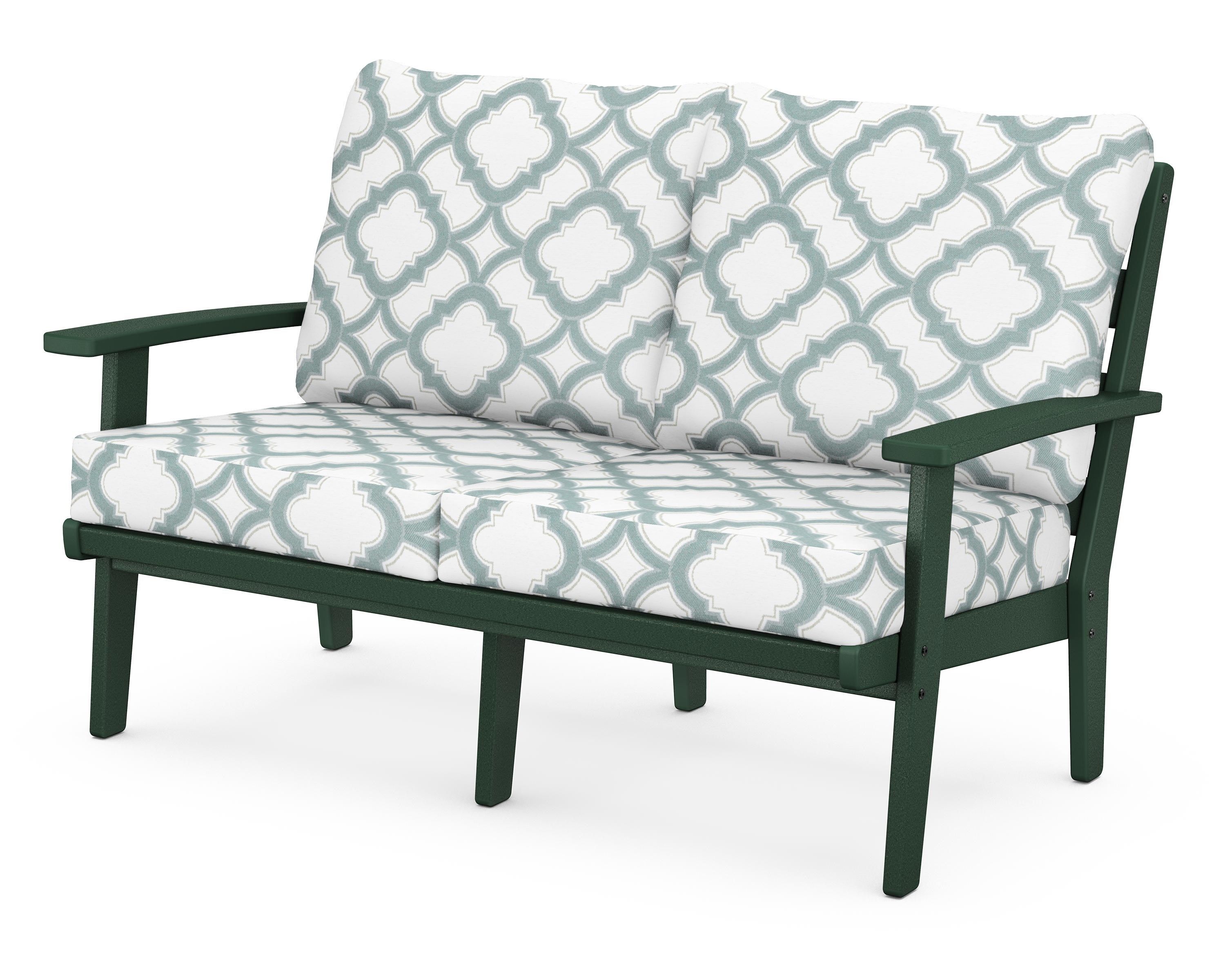 POLYWOOD® Grant Park Deep Seating Loveseat in Green / Trellis Glacier Spa
