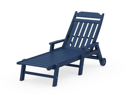 Country Living Cottage Chaise with Arms and Wheels in Navy