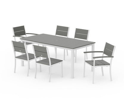 POLYWOOD® Main Street 7-Piece Dining Set in White / Slate Grey