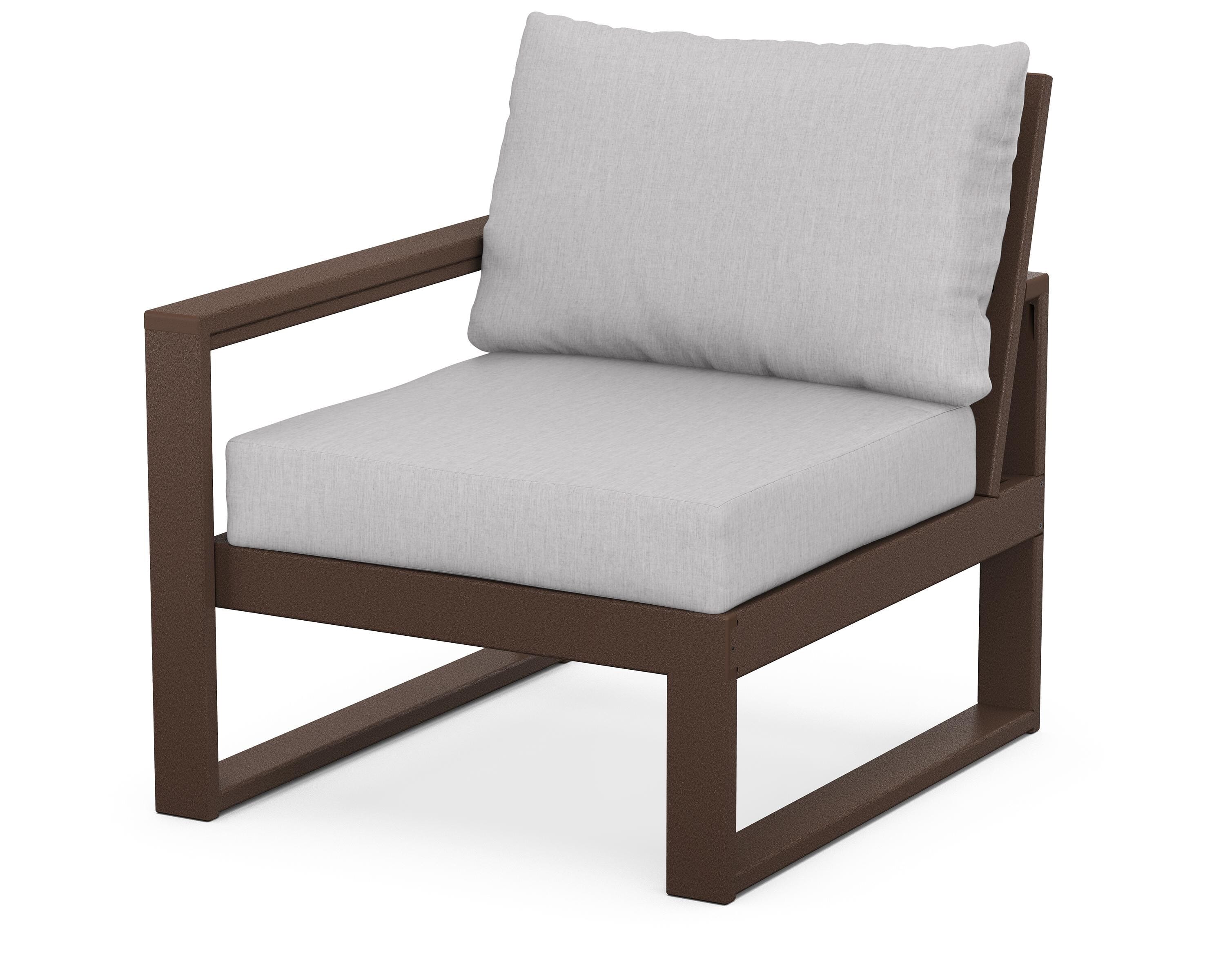 POLYWOOD® EDGE Modular Left Arm Chair in Mahogany / Granite