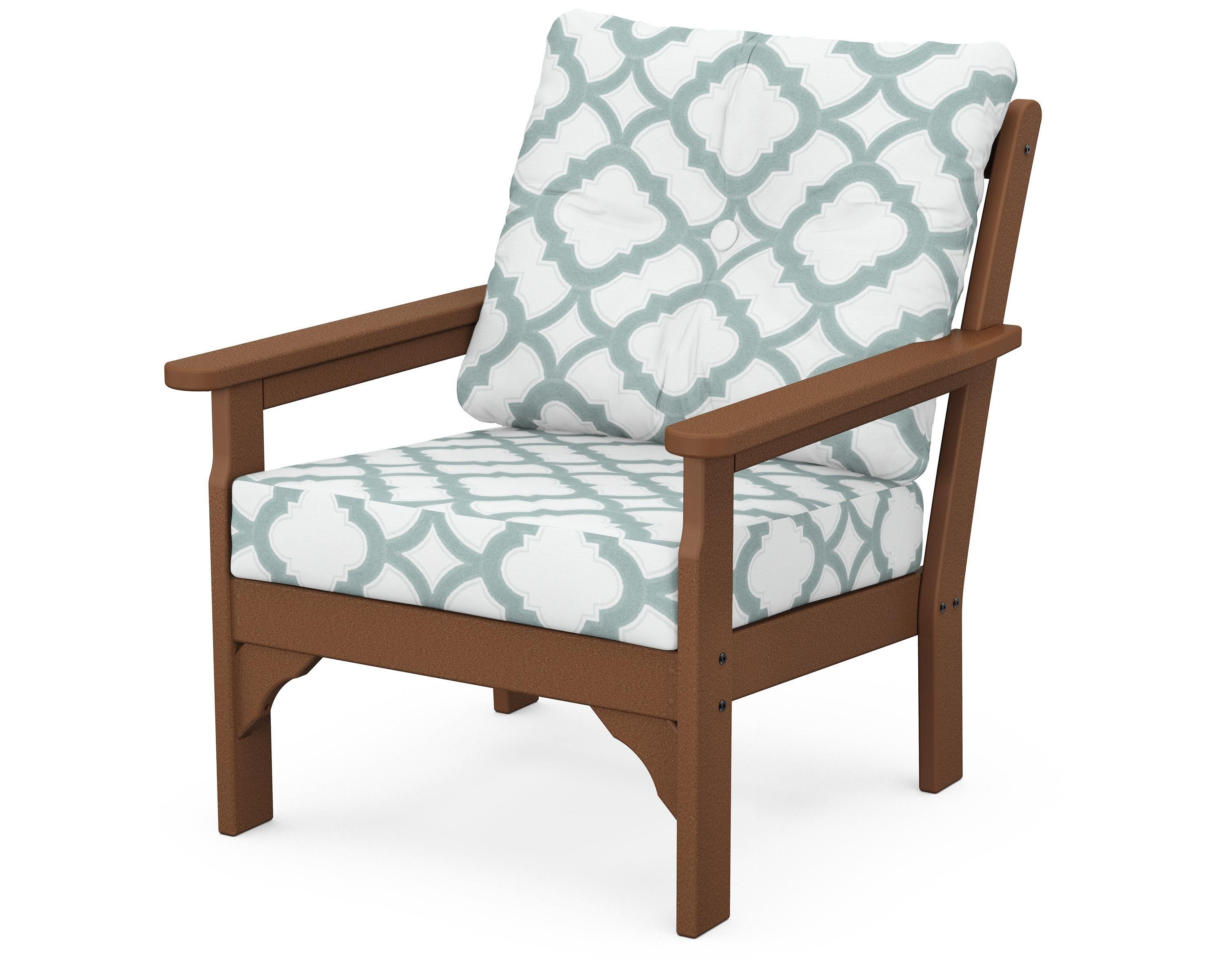 POLYWOOD® Vineyard Deep Seating Chair in Teak / Trellis Glacier Spa