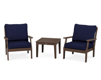 POLYWOOD® Braxton 3-Piece Deep Seating Set in Mahogany / Navy