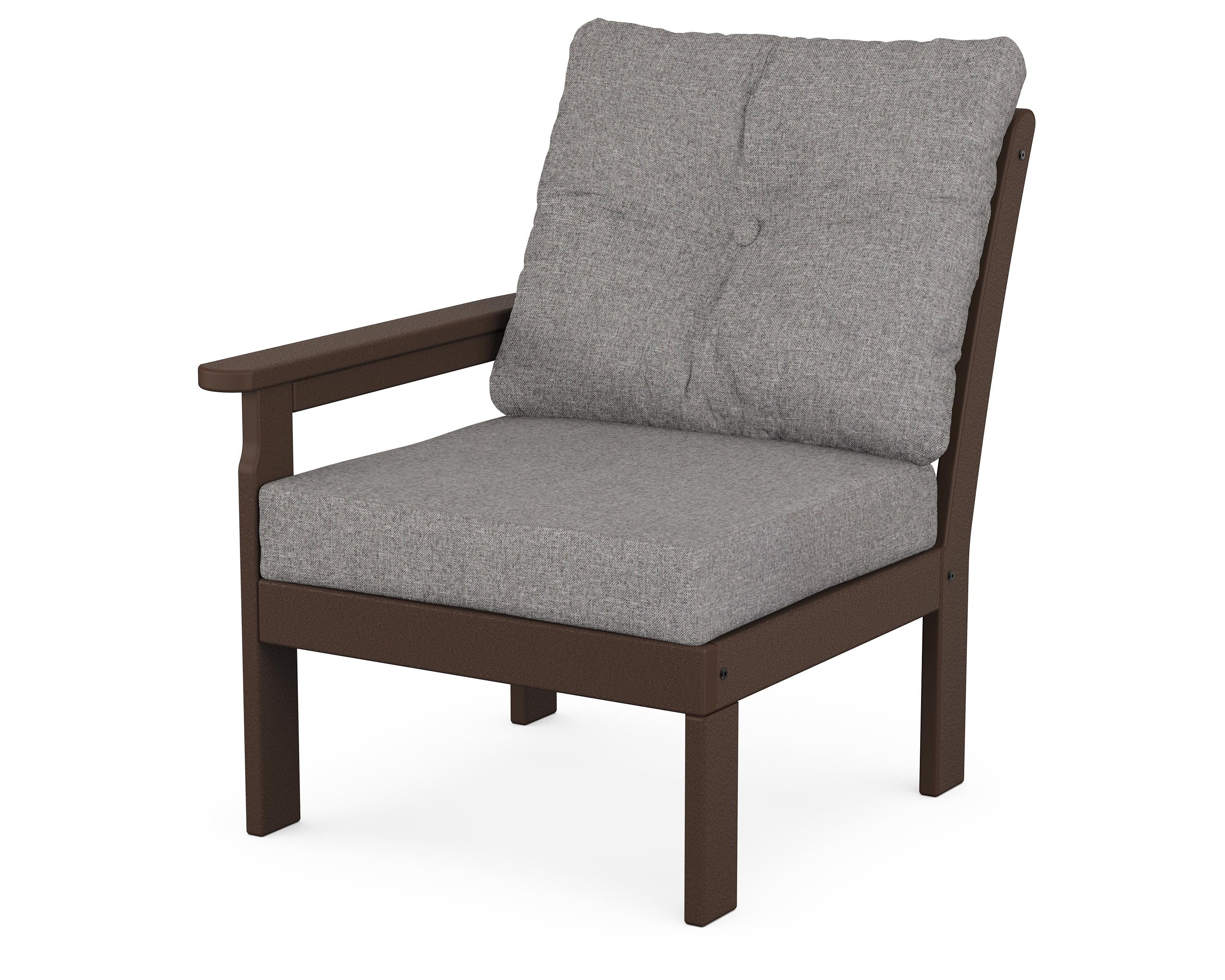 POLYWOOD® Vineyard Modular Left Arm Chair in Mahogany / Grey Mist