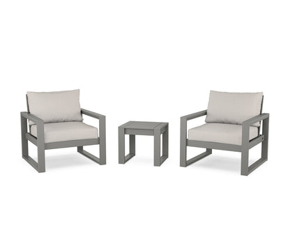POLYWOOD® EDGE Sectional 3-Piece Deep Seating Set in Slate Grey / Cast Ash