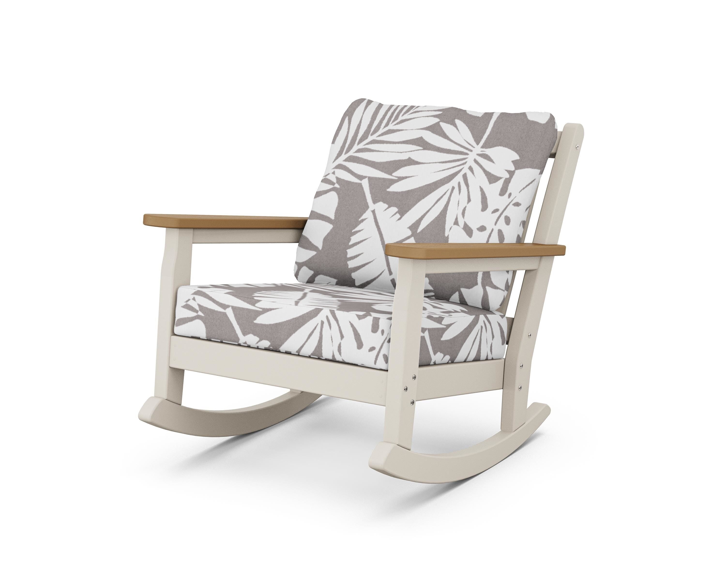 POLYWOOD® Chippendale Deep Seating Rocking Chair in Sand / Natural / Leaf Grey Mist