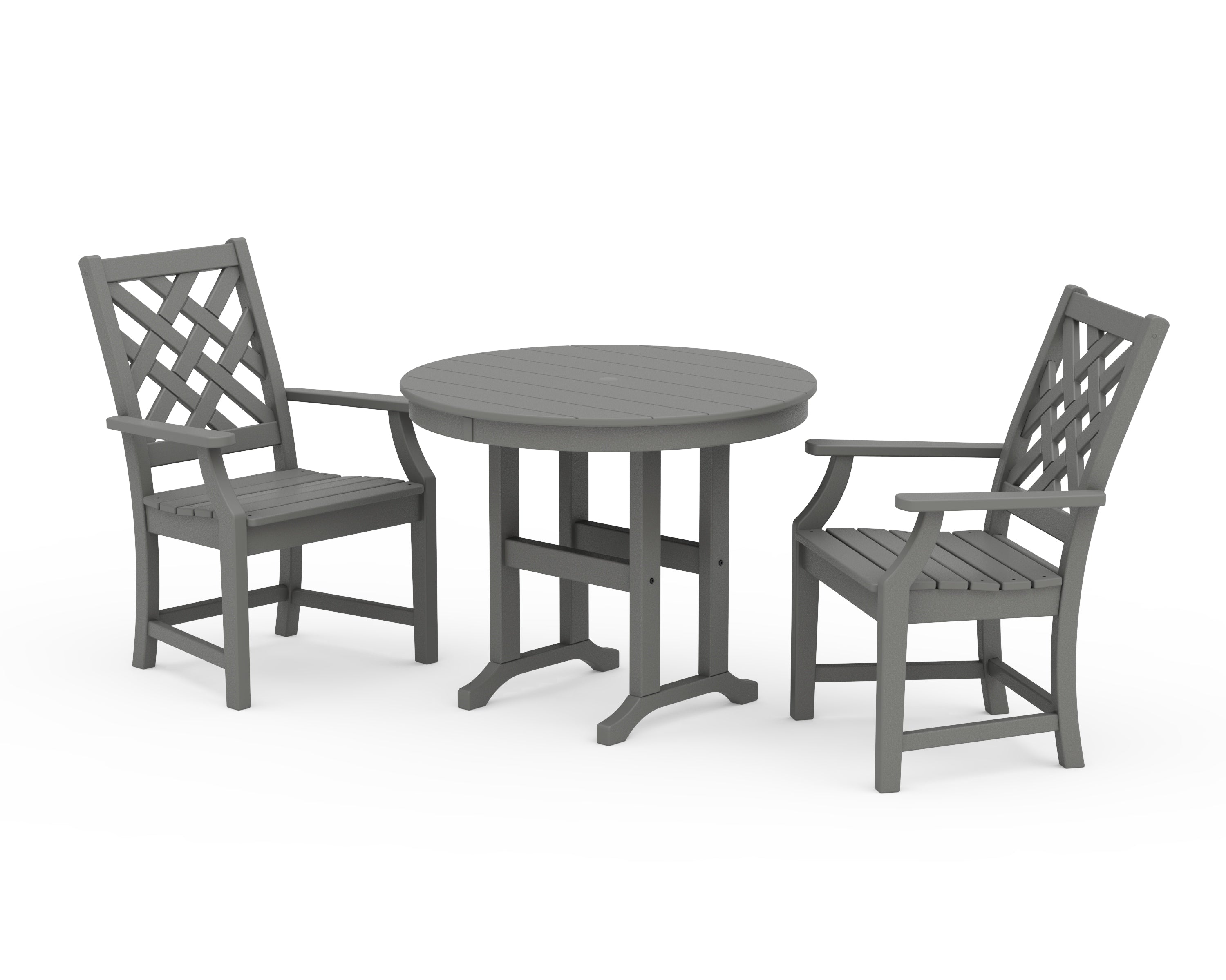 POLYWOOD® Wovendale 3-Piece Farmhouse Dining Set in Slate Grey