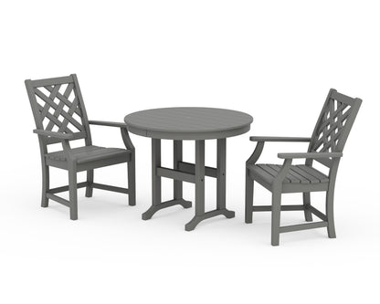 POLYWOOD® Wovendale 3-Piece Farmhouse Dining Set in Slate Grey