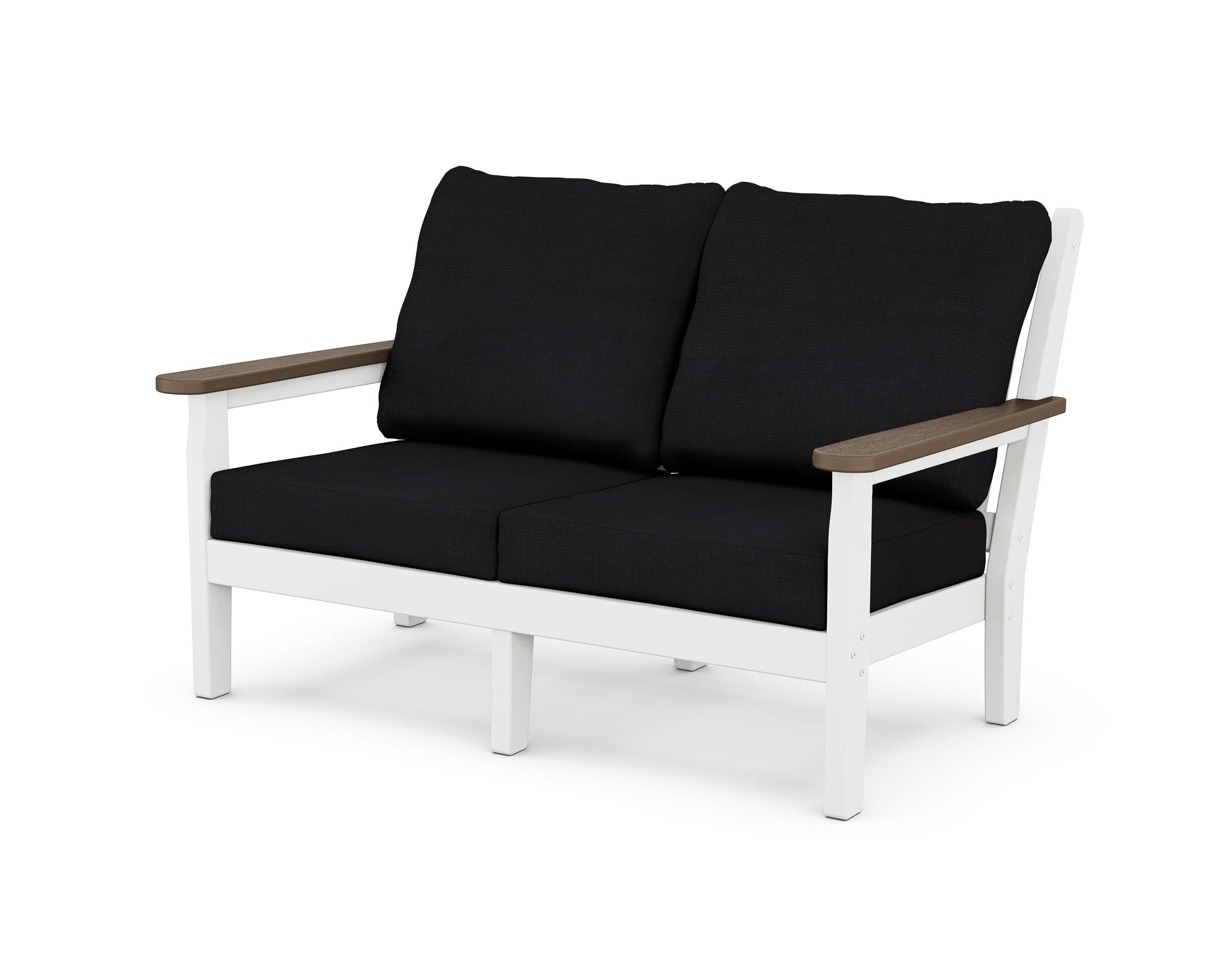 POLYWOOD® Chippendale Deep Seating Loveseat in White / Kona / Midnight Linen
