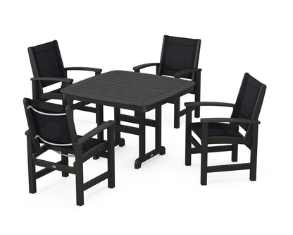 POLYWOOD® Coastal 5-Piece Dining Set in Black / Black Sling