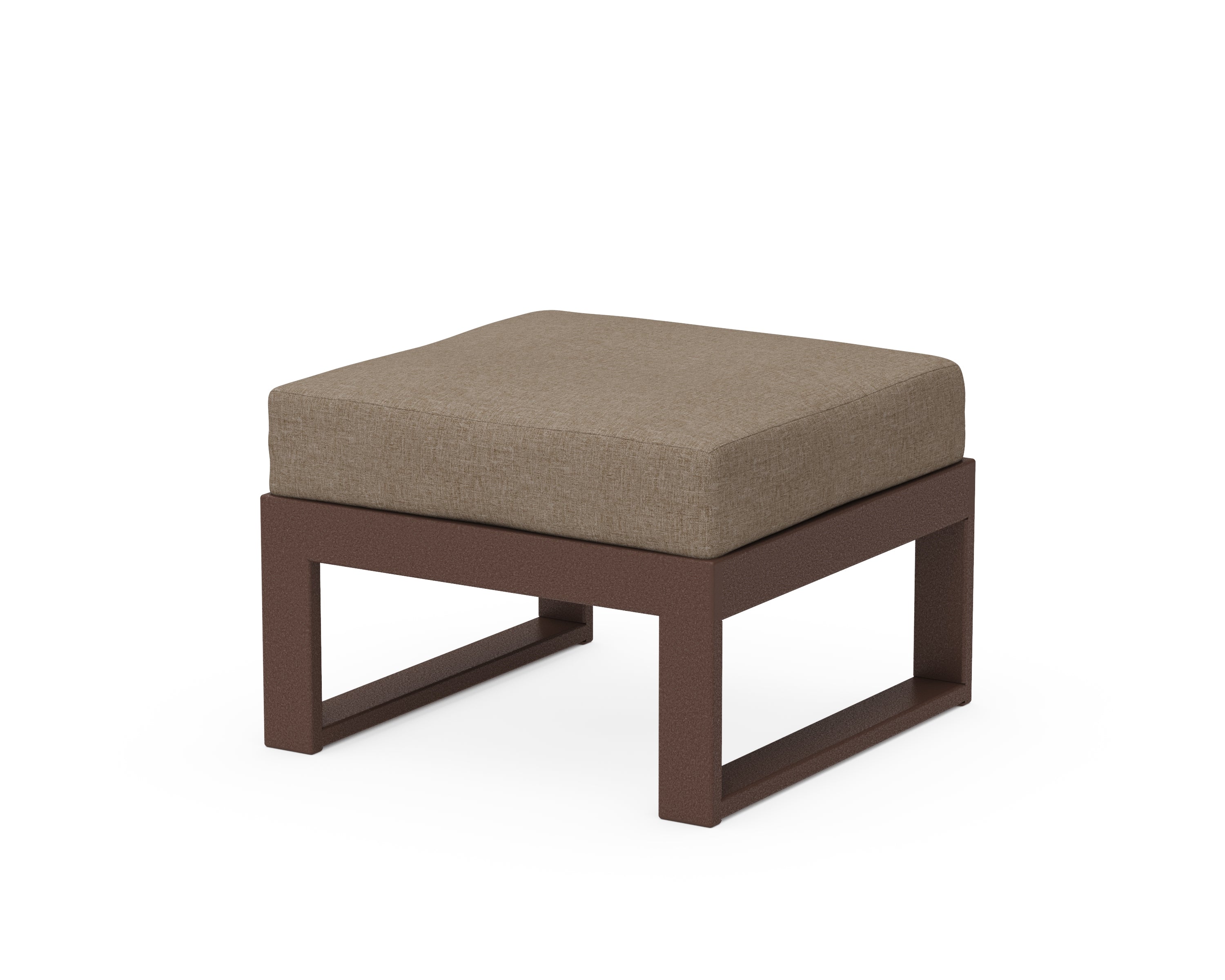 Unbranded Modular Ottoman - Modern in Mahogany / Spiced Burlap