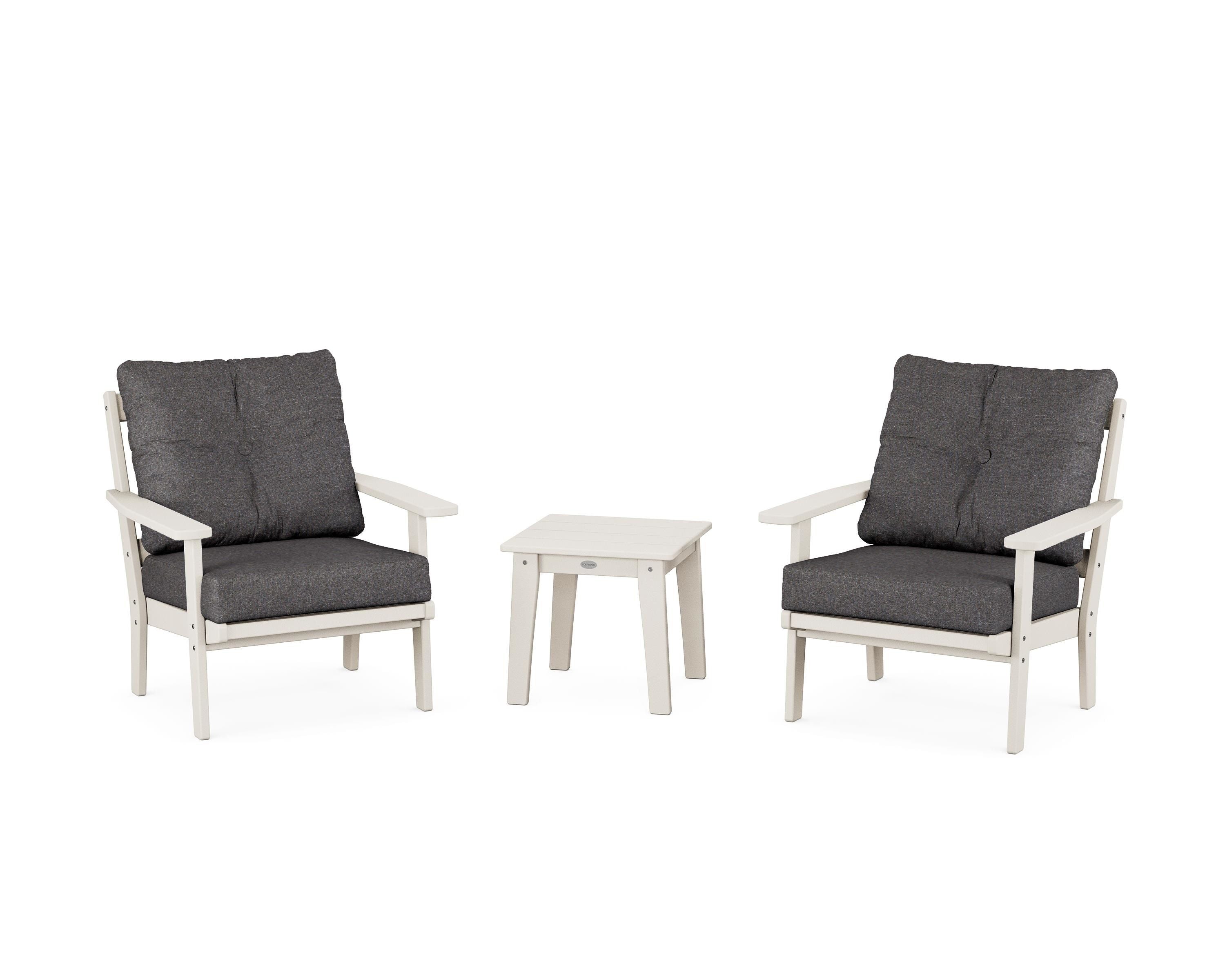 POLYWOOD® Prairie 3-Piece Deep Seating Set in Sand / Ash Charcoal