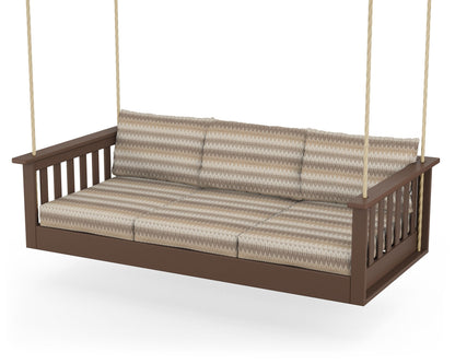 POLYWOOD® Vineyard Daybed Swing in Mahogany / Valley Dune