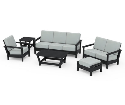 POLYWOOD® Harbour 6-Piece Outdoor Living Set in Black / Spa