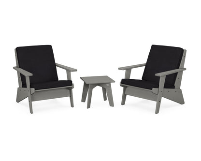 POLYWOOD® Riviera Modern Lounge 3-Piece Set in Slate Grey / Midnight Linen