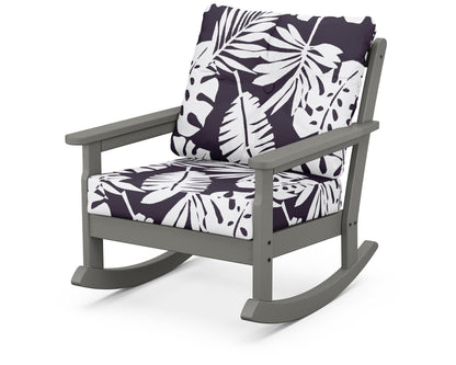 POLYWOOD® Vineyard Deep Seating Rocking Chair in Slate Grey / Leaf Navy