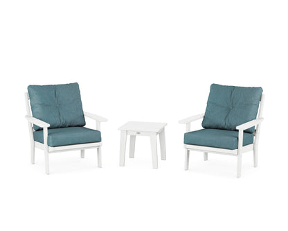 POLYWOOD® Prairie 3-Piece Deep Seating Set in White / Ocean Teal