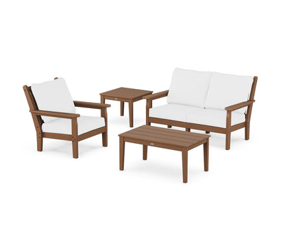 POLYWOOD® Chippendale 4-Piece Deep Seating Set in Teak / Natural
