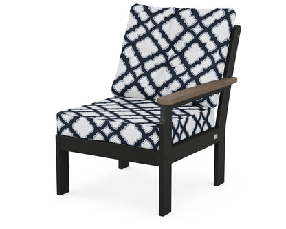 POLYWOOD® Vineyard Modular Right Arm Chair in Black / Kona / Trellis Marine Indigo