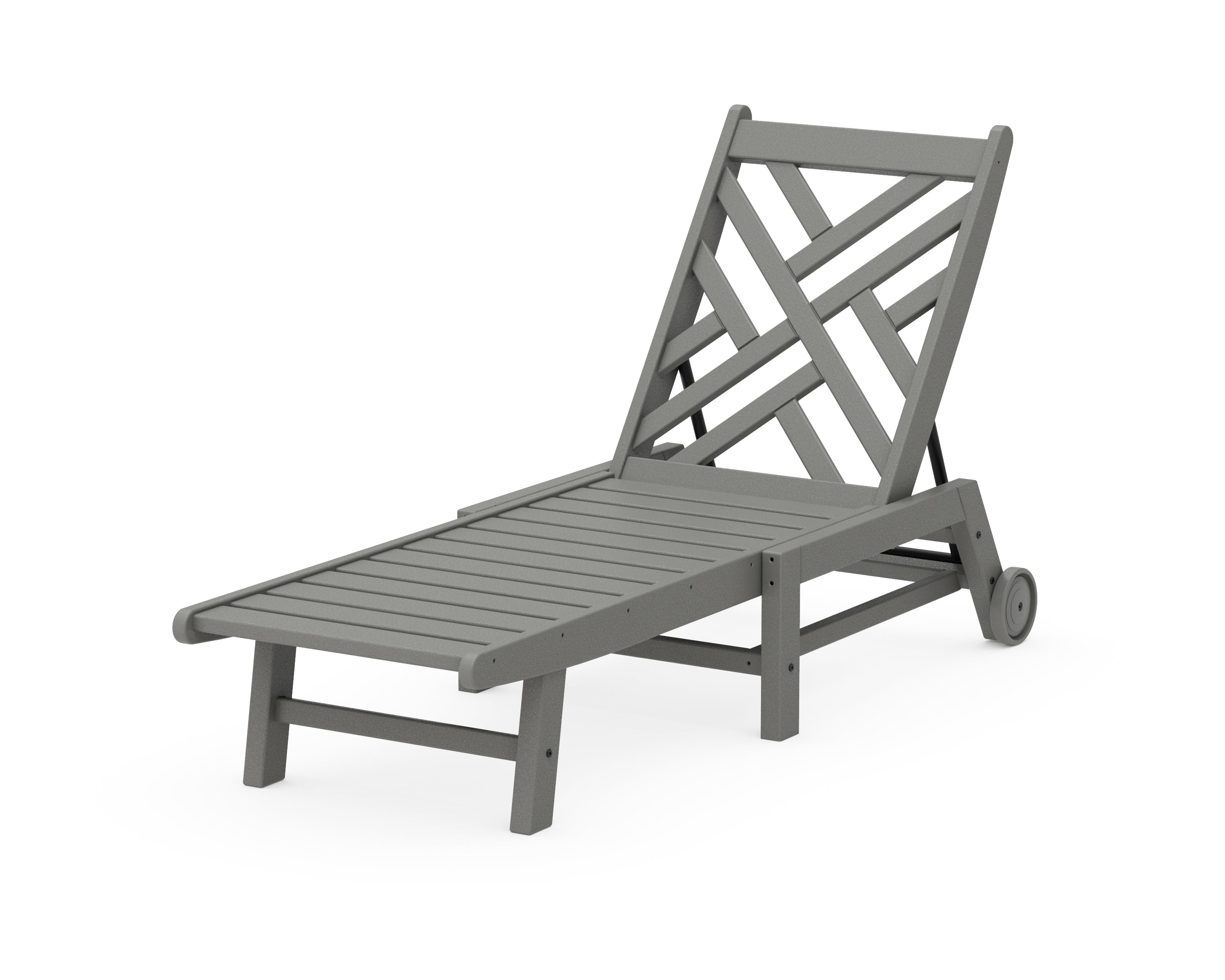 POLYWOOD® Chippendale Chaise with Wheels in Slate Grey