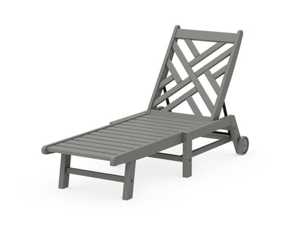 POLYWOOD® Chippendale Chaise with Wheels in Slate Grey