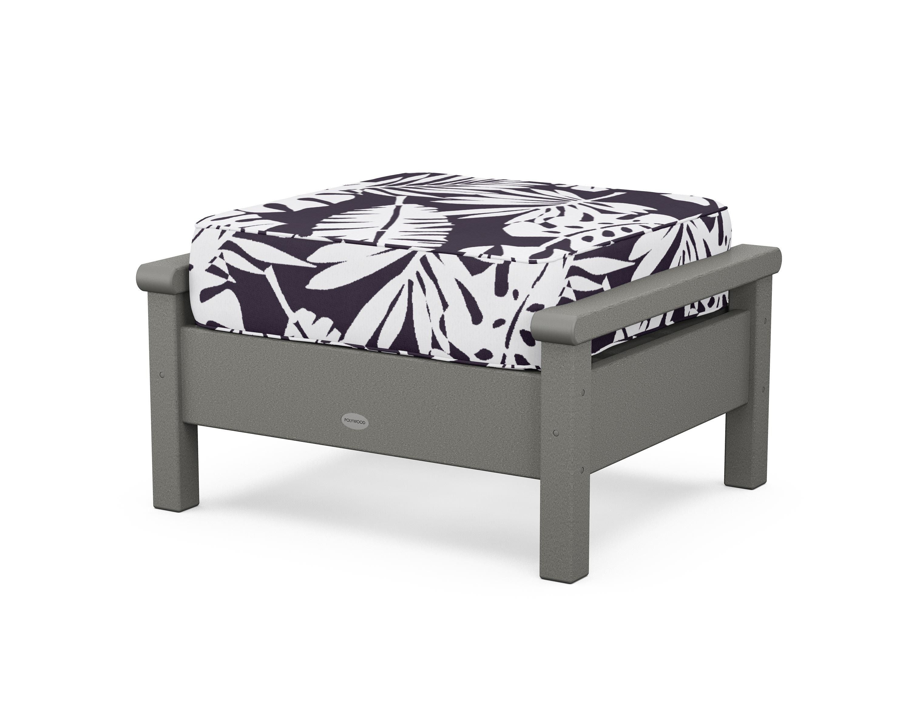 POLYWOOD® Harbour Deep Seating Ottoman in Slate Grey / Leaf Navy