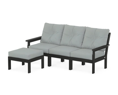 POLYWOOD® Vineyard 4-Piece Sectional with Ottoman in Black / Spa