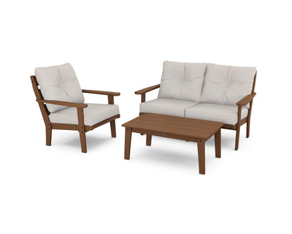 POLYWOOD® Lakeside 3-Piece Deep Seating Set in Teak / Cast Ash