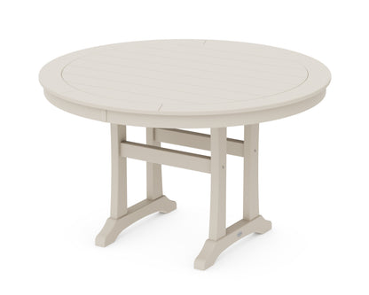 POLYWOOD® Nautical Trestle 48" Round Dining Table in Sand