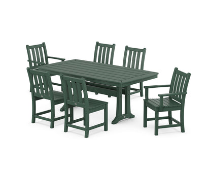 POLYWOOD® Traditional Garden 7-Piece Dining Set with Trestle Legs in Green
