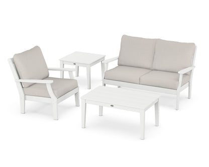 POLYWOOD® Braxton 4-Piece Deep Seating Set in White / Cast Ash