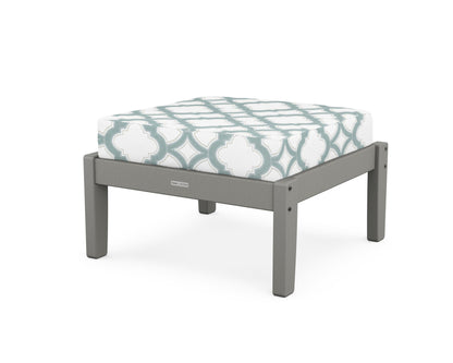 Martha Stewart by POLYWOOD® Chinoiserie Deep Seating Ottoman in Slate Grey / Trellis Glacier Spa