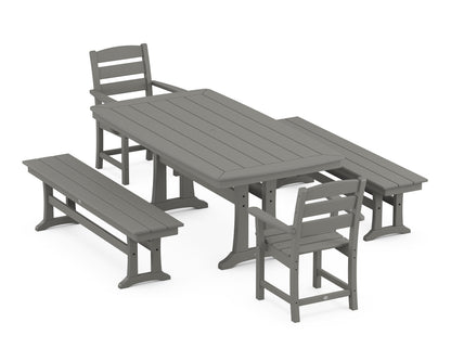 POLYWOOD® Lakeside 5-Piece Dining Set with Trestle Legs in Slate Grey