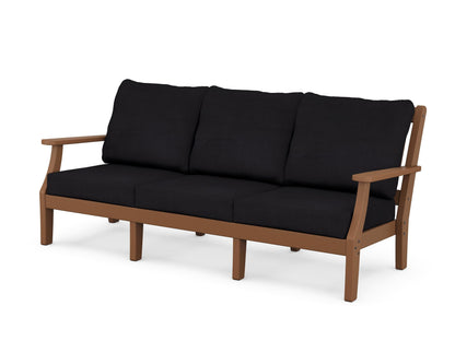 Martha Stewart by POLYWOOD® Chinoiserie Deep Seating Sofa in Teak / Midnight Linen