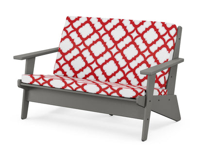 POLYWOOD® Riviera Modern Lounge Loveseat in Slate Grey / Trellis Crimson