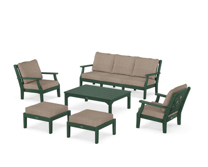 Martha Stewart by POLYWOOD® Chinoiserie 6-Piece Lounge Sofa Set in Green / Spiced Burlap