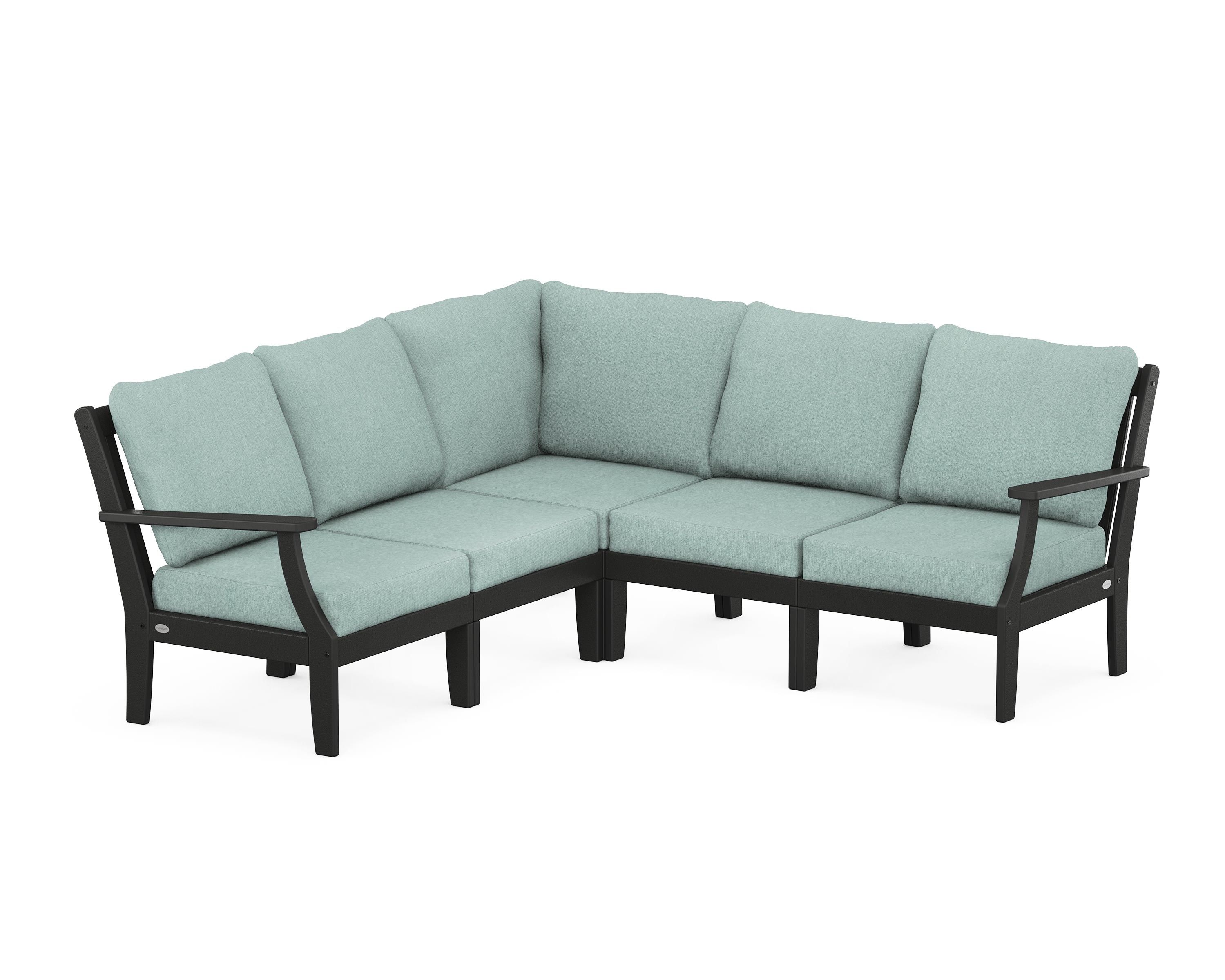 POLYWOOD® Braxton Modular 5-Piece Deep Seating Set in Black / Glacier Spa