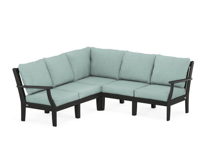 POLYWOOD® Braxton Modular 5-Piece Deep Seating Set in Black / Glacier Spa
