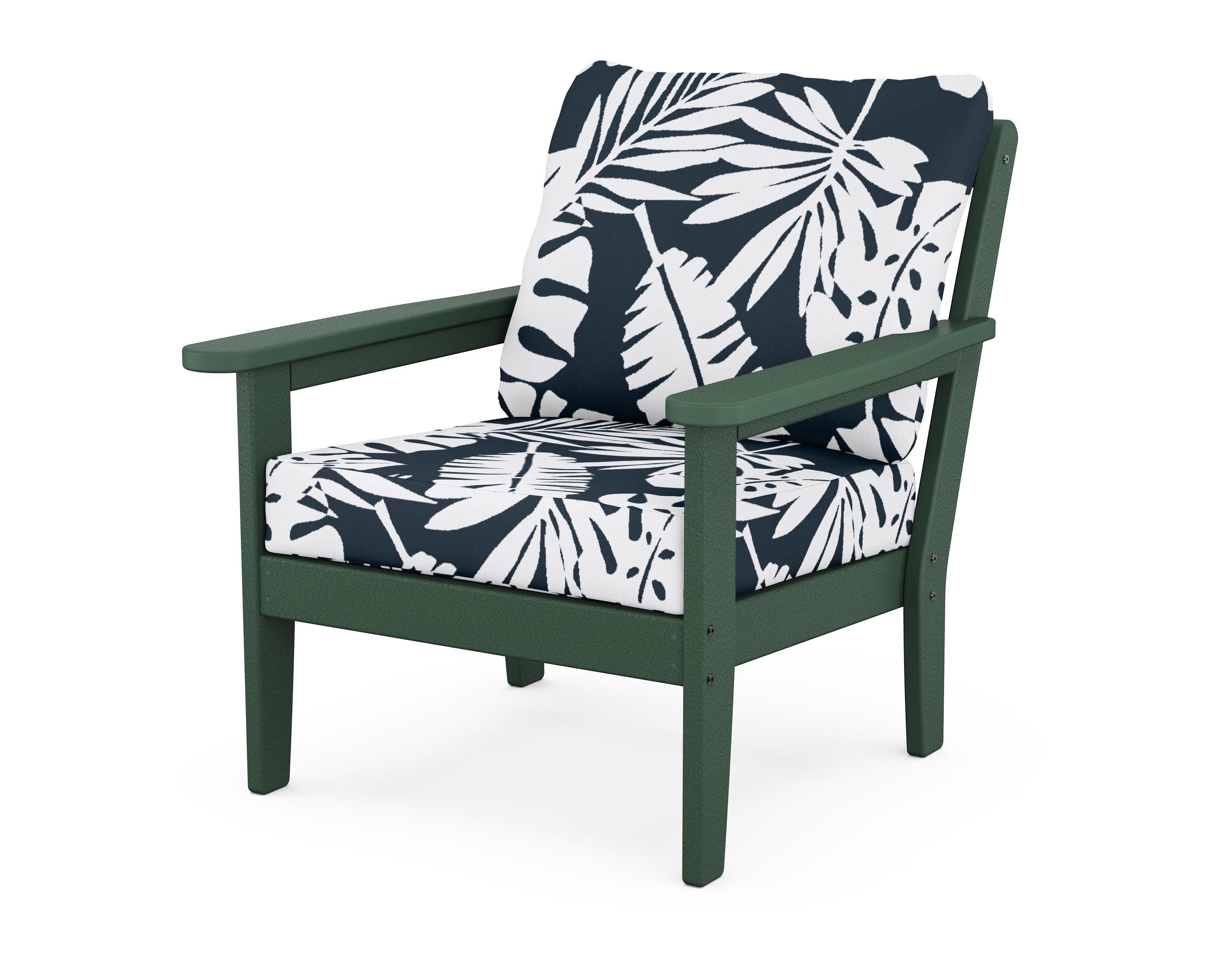 Country Living Cottage Deep Seating Chair in Green / Leaf Marine Indigo