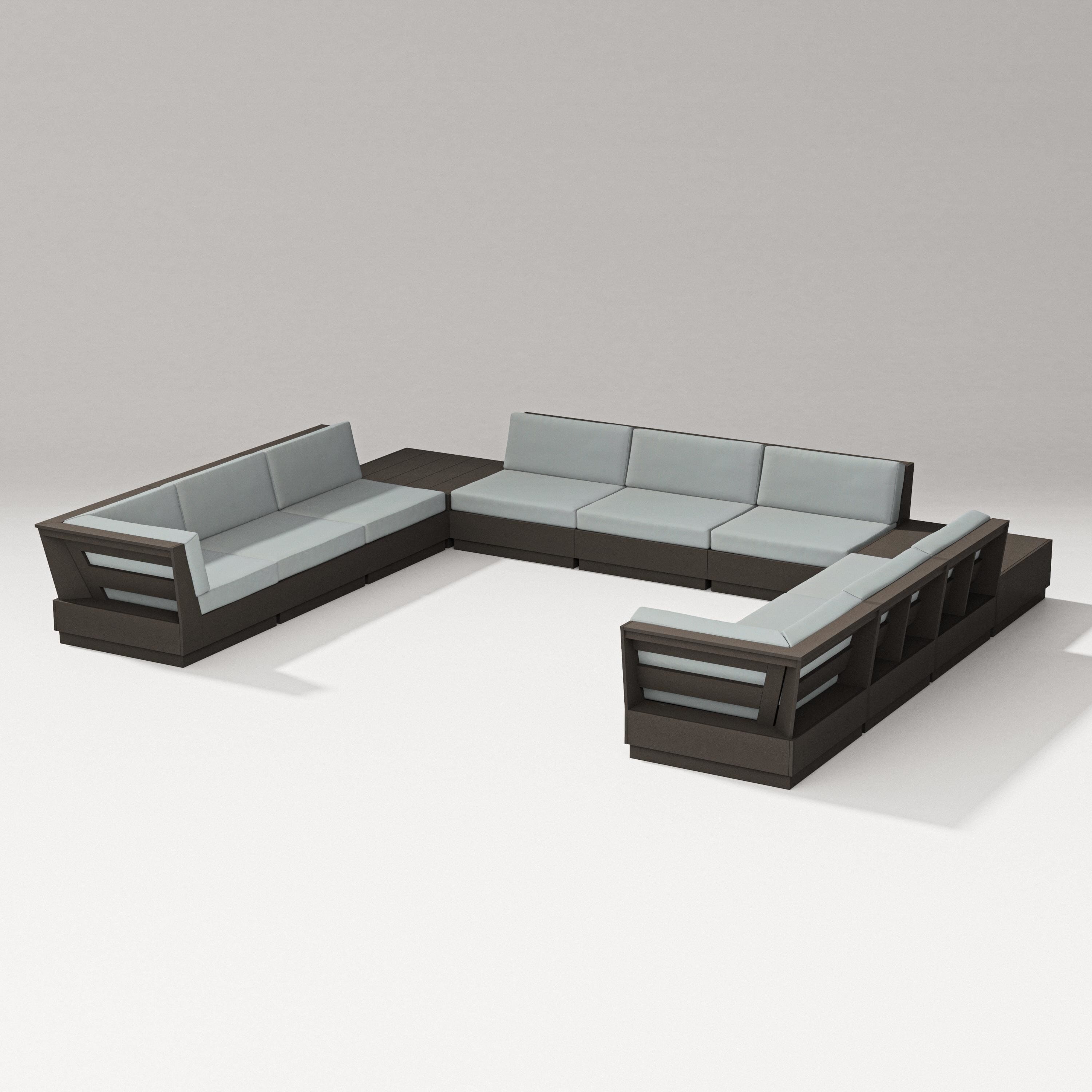 PW Designer Series Elevate 11-Piece U-Shaped Sofa Sectional in Vintage Coffee / Spa