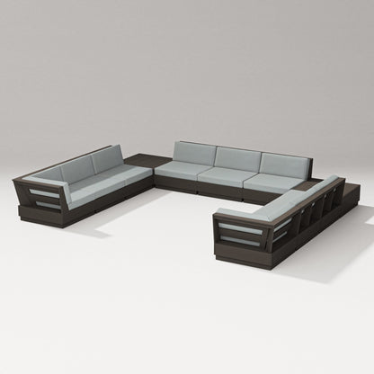 PW Designer Series Elevate 11-Piece U-Shaped Sofa Sectional in Vintage Coffee / Spa