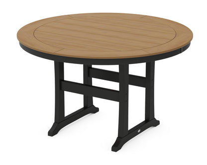 POLYWOOD® Nautical Trestle 60" Round Counter Table in Black / Natural