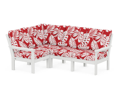 POLYWOOD® Vineyard 4-Piece Sectional in White / Leaf Crimson