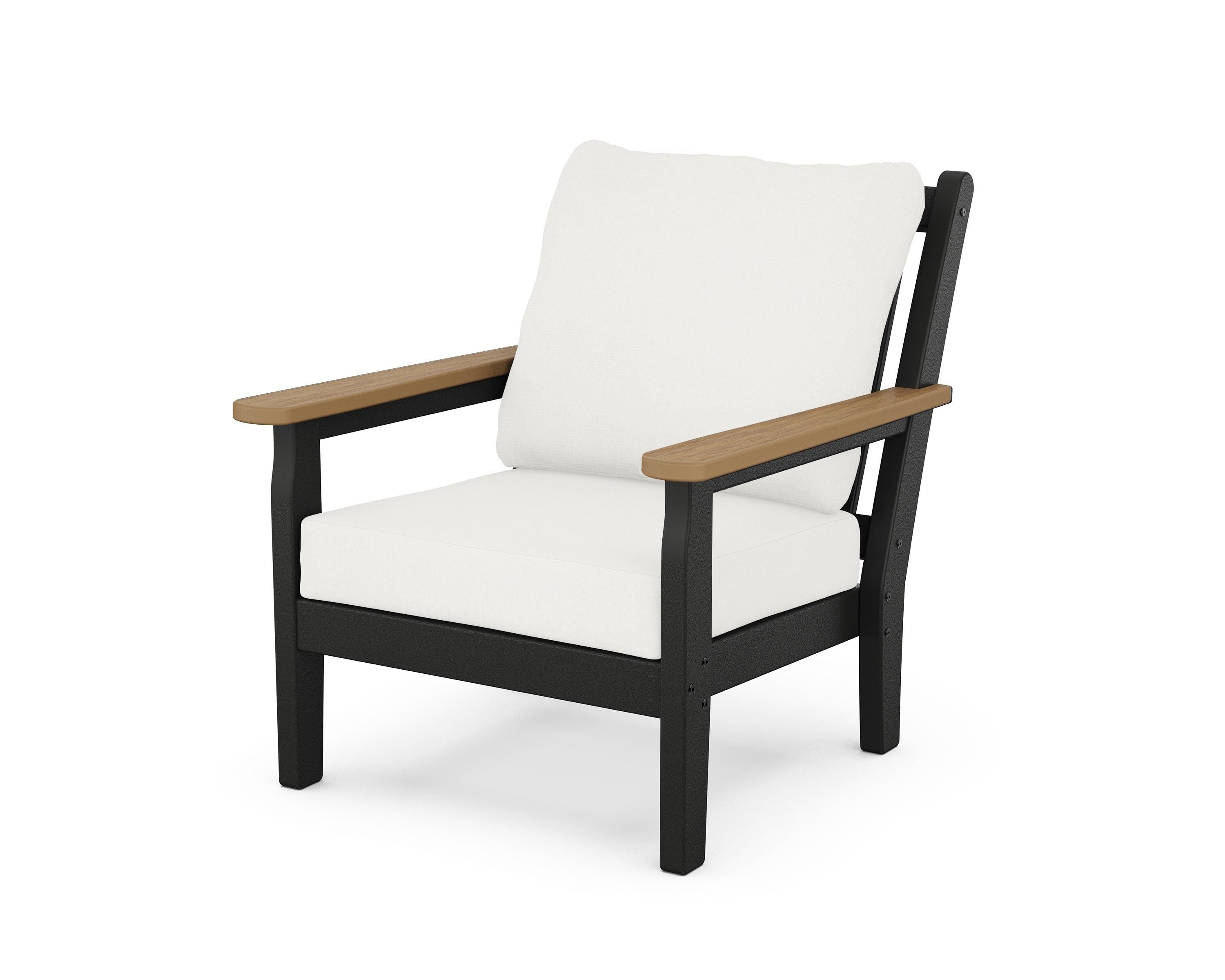 POLYWOOD® Chippendale Deep Seating Chair in Black / Natural / Natural Linen