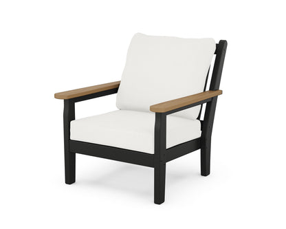 POLYWOOD® Chippendale Deep Seating Chair in Black / Natural / Natural Linen